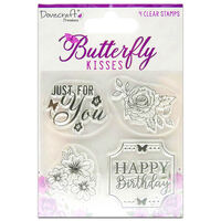 Dovecraft Premium Butterfly Kisses Stamp - Pack of 4