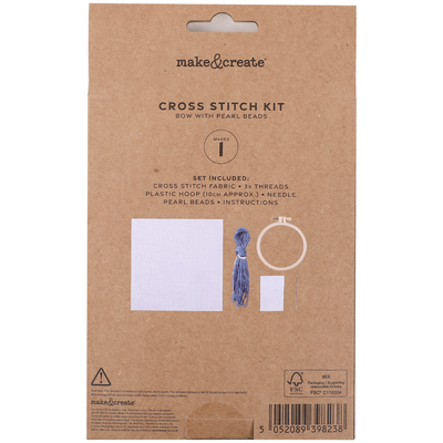 Make Your Own Cross Stitch Kit: Bow with Pearl Beads image number 3