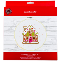 Festive Gingerbread House Embroidery Hoop Kit