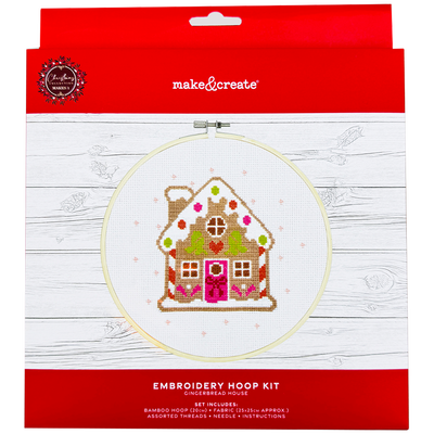 Festive Gingerbread House Embroidery Hoop Kit image number 1