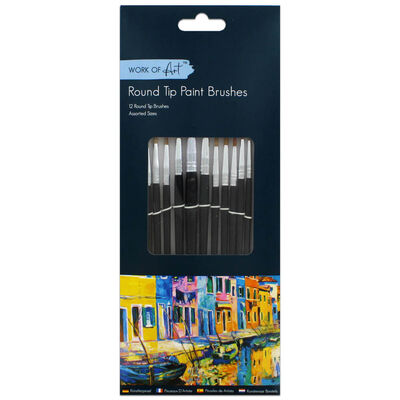 Work of Art Round Tip Natural Paint Brushes: Pack of 12 image number 1