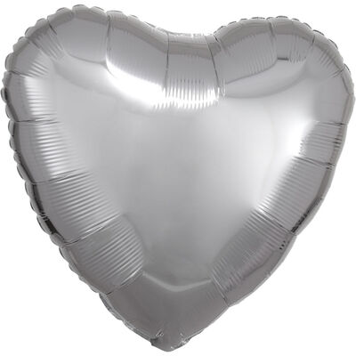 18 Inch Silver Heart Helium Balloon image number 1