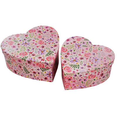 Floral Heart Shaped Storage Box - 2 Pack image number 1