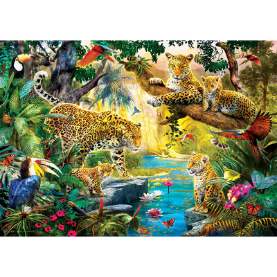 Tropical Leopards 500 Piece Jigsaw Puzzle image number 2