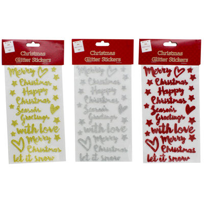 Christmas Glitter Sentiment Stickers - Assorted image number 4