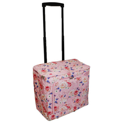Pink Floral Craft Trolley Bag image number 4