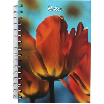 A5 Wiro Orange Flowers Lined Notebook image number 1
