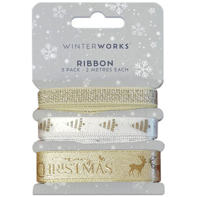 Christmas Gold Ribbon: Pack of 3 image number 1