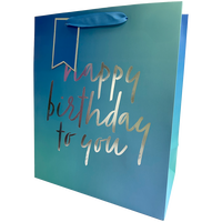 Large Gift Bag: Blue Happy Birthday