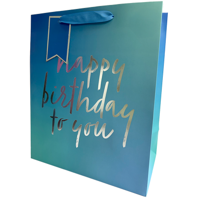 Large Gift Bag: Blue Happy Birthday image number 1
