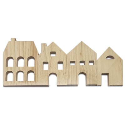 Wooden House Decorations: Pack of 4 image number 1