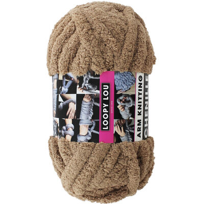 Loopy Lou Super Chunky Chenille Light Brown Yarn - 250g image number 1
