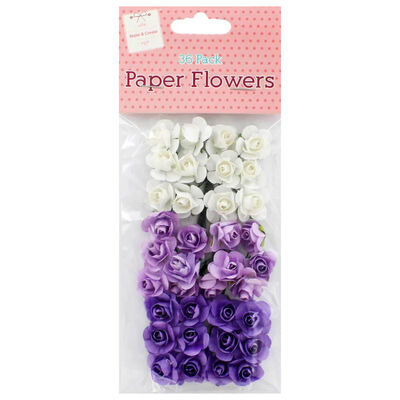 Purple and White Paper Flowers - 36 Pack image number 1