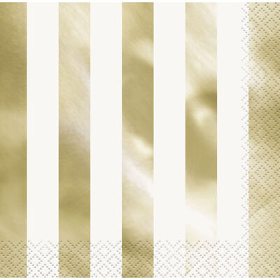Gold Foil Stripe Paper Napkins - 16 Pack image number 1