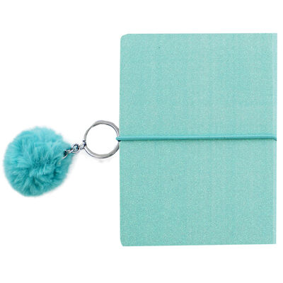 A6 Blue Glitter Notebook with Keyring image number 3