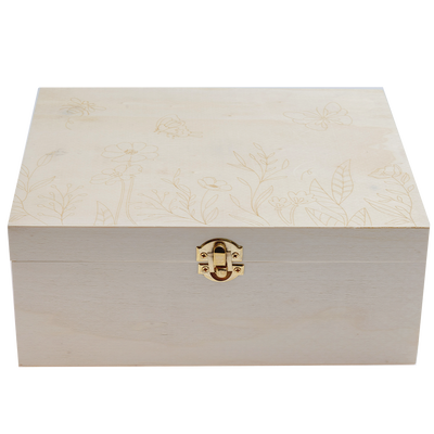 Wildflower Etched Wooden Box image number 1