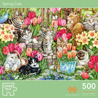 Spring Cats 500 Piece Jigsaw Puzzle image number 1
