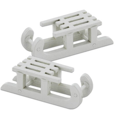 White Wooden Sleighs: Pack of 2 image number 2
