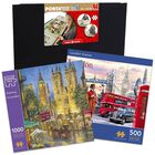 Evening in London 1000 Piece & London Scenes 500 Piece Jigsaw Puzzle with Portapuzzle Standard Jigsaw Accessory Bundle image number 1