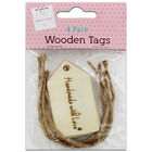 Handmade with Love Wooden Tags: Pack of 4 image number 1