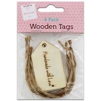 Handmade with Love Wooden Tags: Pack of 4
