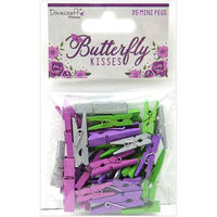 Dovecraft Premium Butterfly Kisses Mini Pegs - Pack of 35