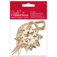 Christmas Angel in a Star Wooden Hanging Decorations: Pack of 6