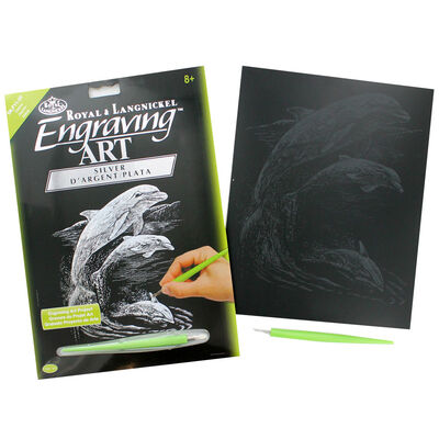 Dolphins Silver Engraving Art Set image number 1