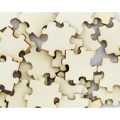 60 Wooden Puzzle Pieces - Natural image number 2