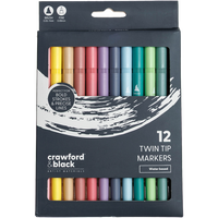 Crawford & Black Twin Tip Pastel Markers: Pack of 12