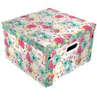 Pink and Green Floral Collapsible Storage Box image number 1