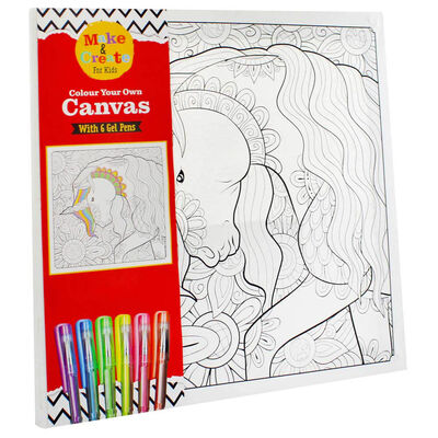 Colour Your Own Canvas with 6 Gel Pens - Unicorn image number 1