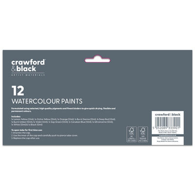 Crawford & Black Watercolour Paint: Pack of 12 image number 2