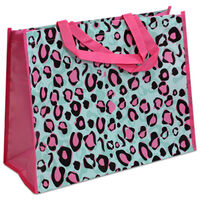 Blue Leopard Print Reusable Shopping Bag