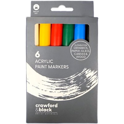 Crawford & Black Acrylic Paint Markers: Pack of 6 image number 1