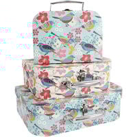 Floral Bird Storage Suitcases - Set Of 3