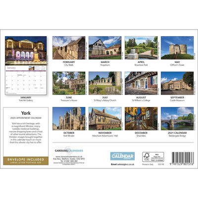 York 2020 A4 Wall Calendar image number 2