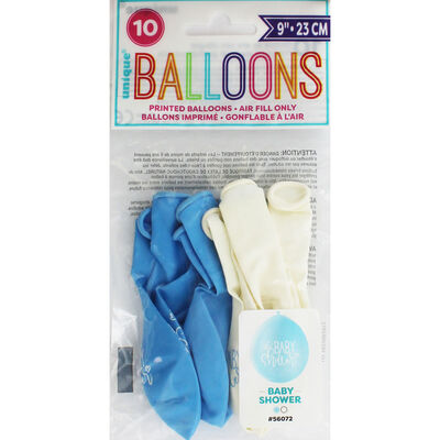 Blue White Baby Shower Latex Balloons - 10 Pack image number 1