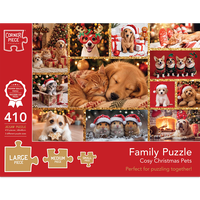 Family Puzzle Cosy Christmas Pets 410 Piece Jigsaw Puzzle