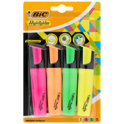 Assorted BIC Flat Highlighters: Pack of 4 image number 1