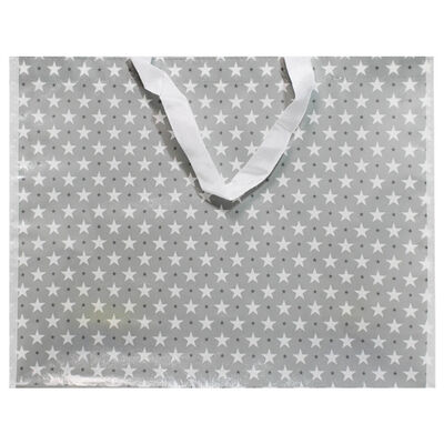Grey and White Stars Reusable Shopping Bag image number 2