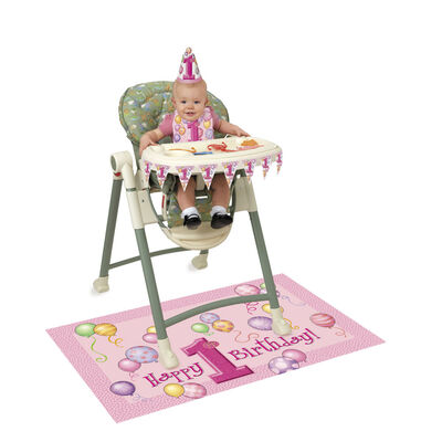 Pink 1st Birthday High Chair Decoration Kit image number 3