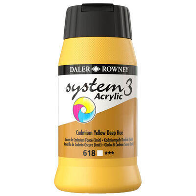 System 3 Acrylic Paint: Cadmium Yellow Deep Hue 500ml image number 1