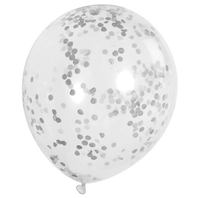 Silver Confetti Balloons - 6 Pack image number 1