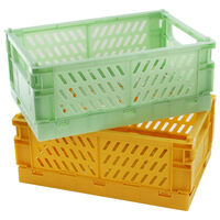 Green and Yellow Foldable Storage Crates: Pack of 2