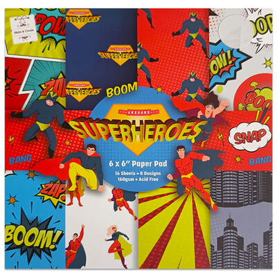 Superheroes Paper Pad: 6” x 6” image number 1