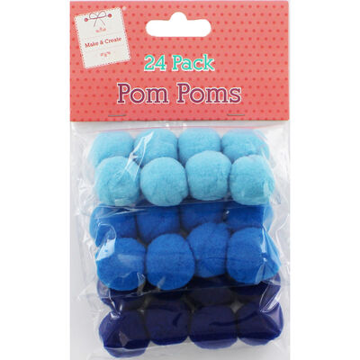 Blue Pom Poms - 24 Pack image number 1