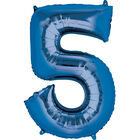 34 Inch Blue Number 5 Helium Balloon image number 1