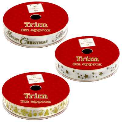 3m Christmas Ribbon Trim: Assorted image number 6