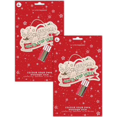 Colour Your Own Santa Stop Here Sign Bundle image number 1